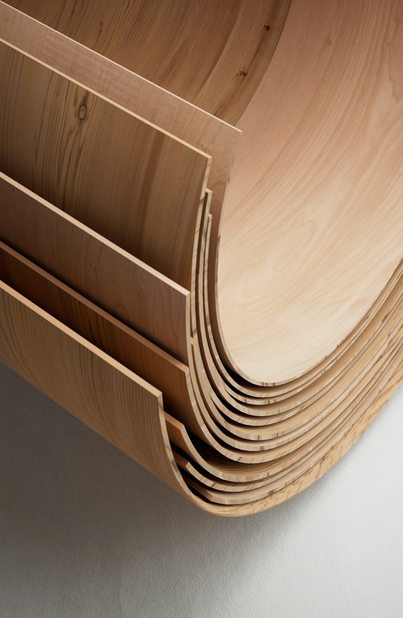 Layered plywood, cut edge showing the plies
