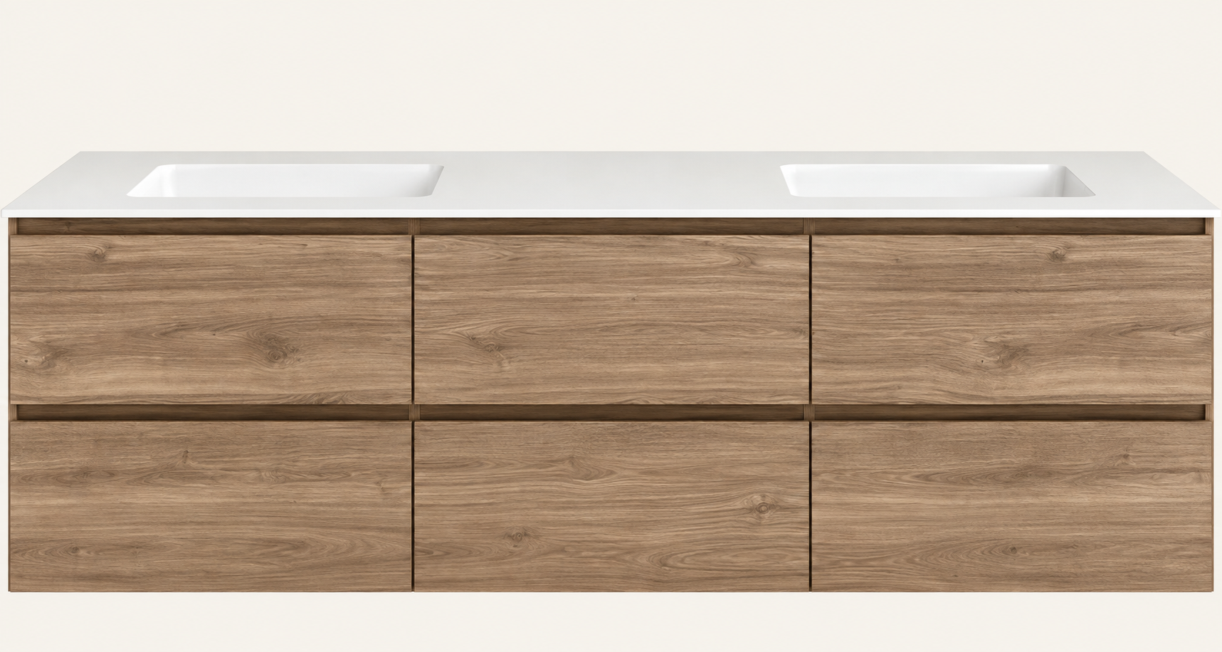 Rendering of a six-drawer double vanity